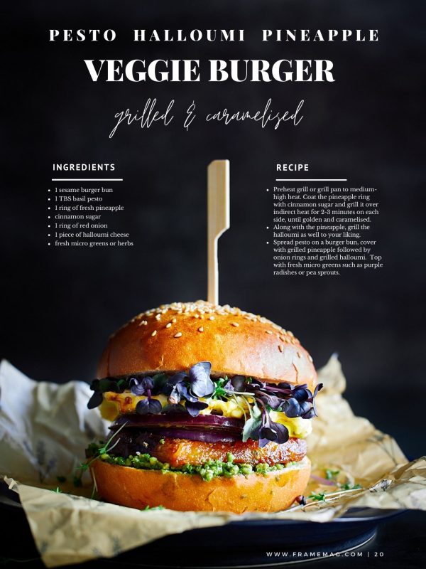 Food Magazine editorial veggie burger by Slovak food photographer Zuzana Rainet from Bratislava