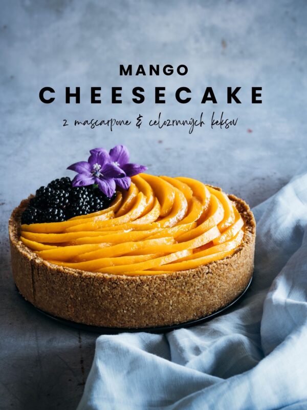 Môj mangový cheesecake recept zahŕňal prípravu jedla, foodstyling, fotografovanie, postprodukciu, art direction aj grafický dizajn.